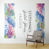 アジサイ青フローラブライダルシャワーフォトブース タペストリー (インサイチュ(横))