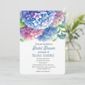 アジサイ青フローラ水彩ブライダルシャワー 招待状 (スタンド正面)