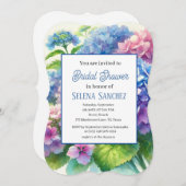 アジサイ青フローラ水彩ブライダルシャワー 招待状 (正面/裏面)