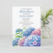 アジサイ青フローラ水彩ブライダルシャワー 招待状 (スタンド正面)