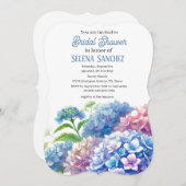アジサイ青フローラ水彩ブライダルシャワー 招待状 (正面/裏面)