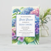 アジサイ青フローラ水彩ブライダルシャワー 招待状 (スタンド正面)