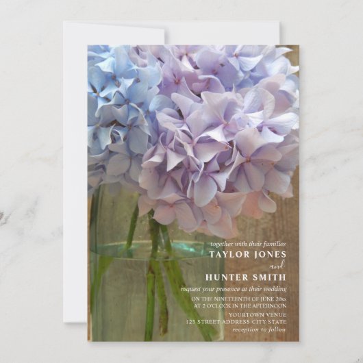 アジサイ青メイスンジャー結婚ズ 招待状 (正面)