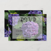 アジサイ青紫フローラ花園RSVP 出欠カード (正面/裏面)