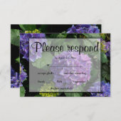 アジサイ青紫フローラ花園RSVP 出欠カード (正面/裏面)