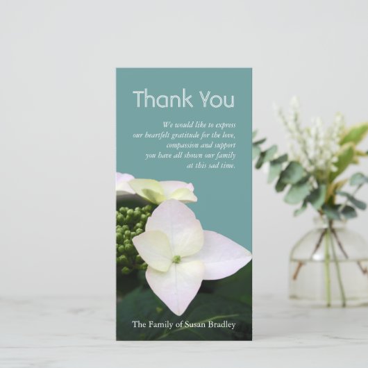 アジサイ1のカスタムな悔やみや弔慰は写真カード感謝していしています サンキューカード (スタンド正面)