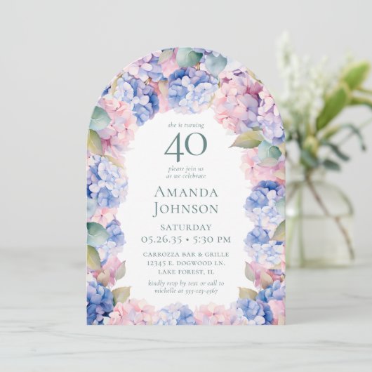 アジサイ40歳の誕生日パーティー 招待状 (スタンド正面)