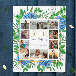 アジサイ50周年記念カスタム写真コラージュ フリースブランケット