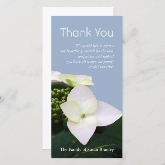 アジサイ7のカスタムの悔やみや弔慰は写真カード感謝していしています サンキューカード (正面/裏面)