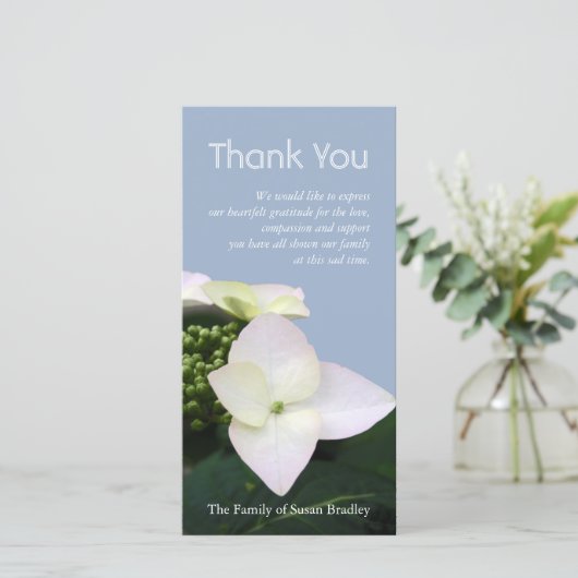 アジサイ7のカスタムの悔やみや弔慰は写真カード感謝していしています サンキューカード (スタンド正面)