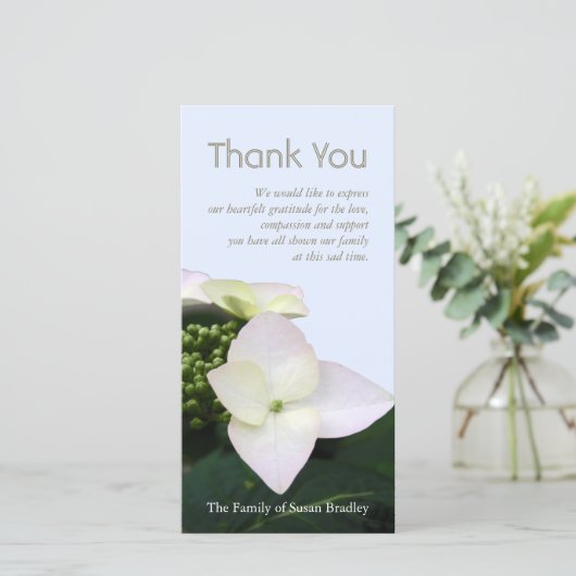 アジサイ9のカスタムの悔やみや弔慰は写真カード感謝していしています サンキューカード (スタンド正面)