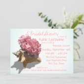 アジサイ&シーシェルブライダルシャワーピンク 招待状 (スタンド正面)
