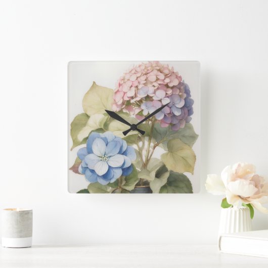 アジサイ スクエア壁時計 (ホーム)