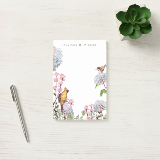 アジサイ&ソンバード自然恋人パーソナライズされた ポストイット (オフィス)