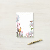 アジサイ&ソンバード自然恋人パーソナライズされた ポストイット (デスク上)