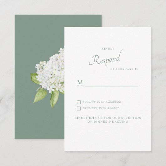 アジサイ ダークセージ 結婚式 RSVP (正面/裏面)