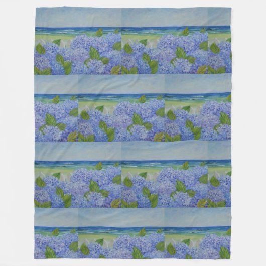 アジサイ・バイ・ザ・シー フリースブランケット (正面)