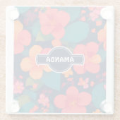 アジサイ・パステルカラフルパタパーソナライズされたーン ガラスコースター (裏面)