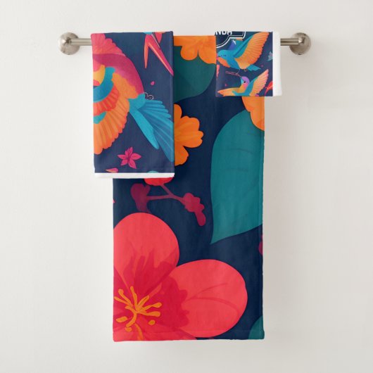 アジサイ・パステルカラフルパタパーソナライズされたーン バスタオルセット (インサイチュ)