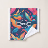 アジサイ・パステルカラフルパタパーソナライズされたーン バスタオルセット (ウォッシュタオル)