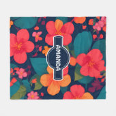 アジサイ・パステルカラフルパタパーソナライズされたーン フリースブランケット (正面(横))