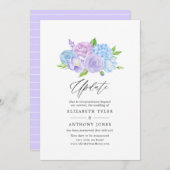 アジサイ・ブルーとライトラベンダー結婚のアップデート 招待状 (正面/裏面)