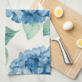アジサイ ブルース フローラル 水彩画 ボタニカル 花 キッチンタオル (四つ折り)
