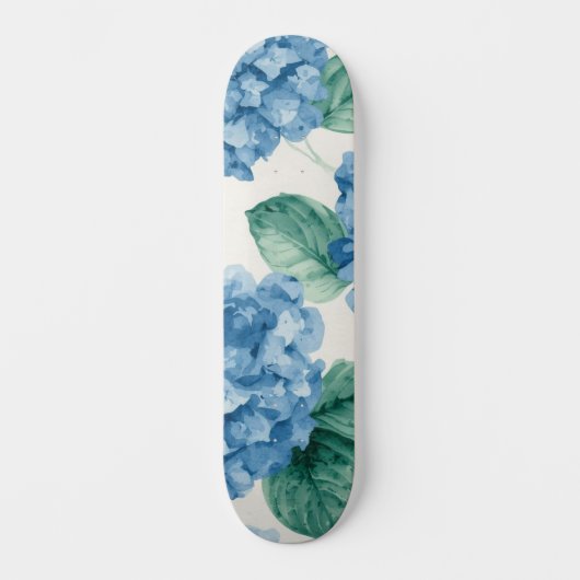アジサイ ブルース フローラル 水彩画 植物の花 スケートボード (正面)