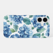 アジサイ ブルース | 水彩の花のデザイン iPhone 16ケース (裏面横)