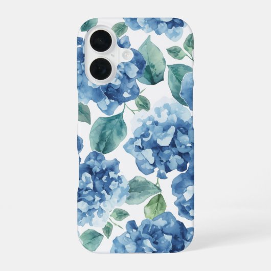 アジサイ ブルース | 水彩の花のデザイン iPhone 16ケース (裏面)
