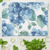 アジサイ ブルース | 水彩の花の咲く花柄 キッチンタオル (折り畳み)