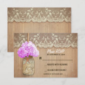 アジサイ・メイソンのjar素朴な結婚式のRSVPカード 出欠カード (正面/裏面)