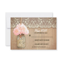 アジサイ・メイソンのjar素朴な結婚式のRSVPカード