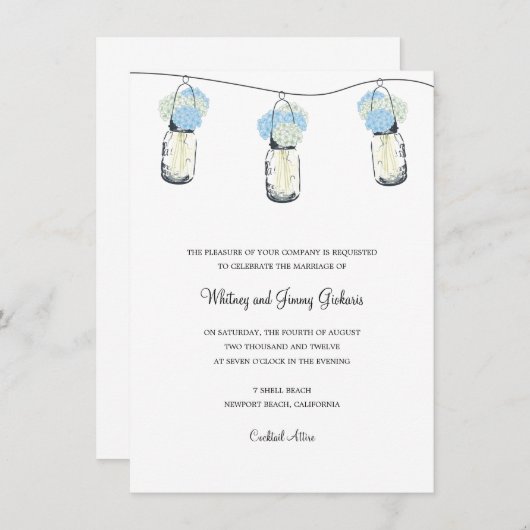 アジサイ&メイソンジャールウェディングレセプション 招待状 (正面/裏面)