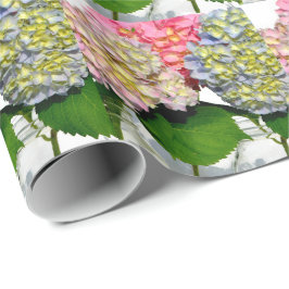 アジサイ・メイソン・ジャー・ピンクのフローラ・ブルーフローラ ラッピングペーパー