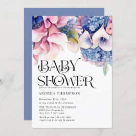 アジサイ |リリーフローラ |水彩赤ちゃんシャワー 招待状