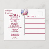 アジサイ・レース&バーンウッドウェディング日付を保存 案内ポストカード (裏面)