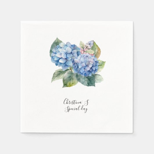 アジサイ 花 フローラ 花屋 愛好家 水彩画 スタンダードカクテルナプキン (正面)