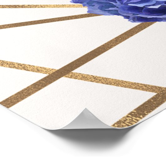 アジサイ&金ゴールドエレガントフローラ結婚ズバナー ポスター (角)