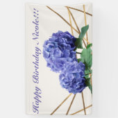 アジサイ&金ゴールドエレガントフローラ結婚ズバナー 横断幕 (縦)