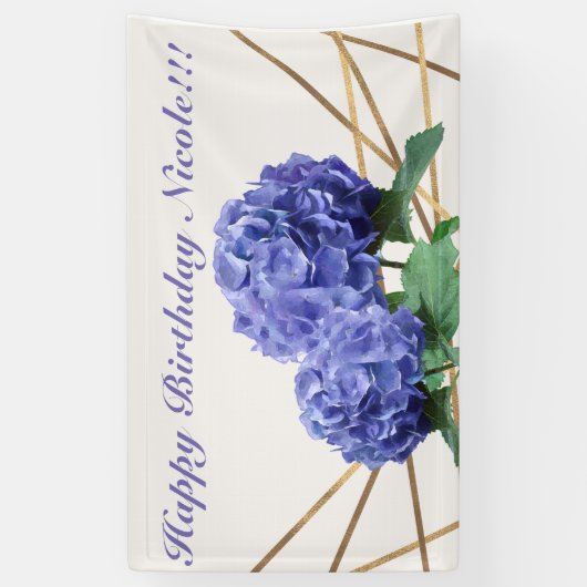 アジサイ&金ゴールドエレガントフローラ結婚ズバナー 横断幕 (縦)