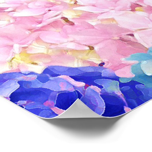 アジサイ&金ゴールドフローラシック春の結婚式バナー ポスター (角)