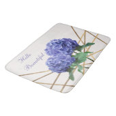 アジサイ 青い花とゴールドの花 フラワーモダン 春 バスマット (アングル)