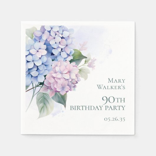 アジサイ 90歳の誕生日パーティー スタンダードカクテルナプキン (正面)