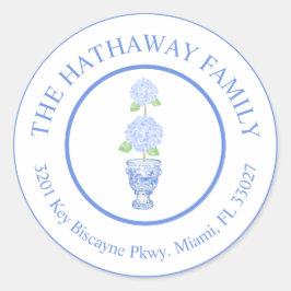 アジサイChinoiserie差出人住所ラベル ラウンドシール