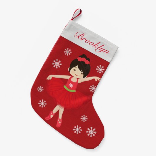 アジパーソナライズされたアクリスマスバレリーナ スモールクリスマスストッキング (正面 (吊り時))