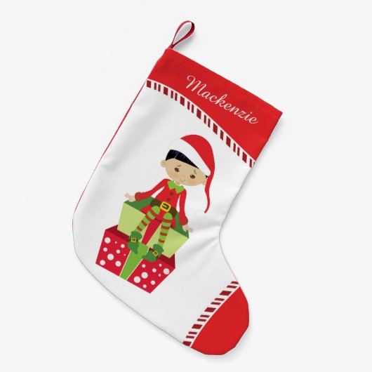 アジパーソナライズされたアンガール小妖精や小人 スモールクリスマスストッキング (正面 (吊り時))