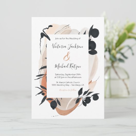 アジモダンアのインクと水のカラーニュートラル結婚ズ 招待状 (スタンド正面)