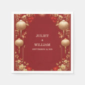 アジモダンア中国のンの二カ結婚国語 スタンダードカクテルナプキン (正面)