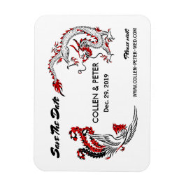 アジモダンア中国の・ドラゴン・フェニックス日付を保存 マグネット